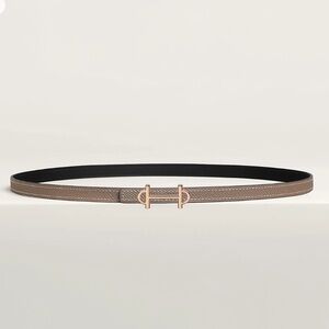 Hermes Women’s 13mm Reversible Leather Belt w/Gamma Buckle in Rose Gold